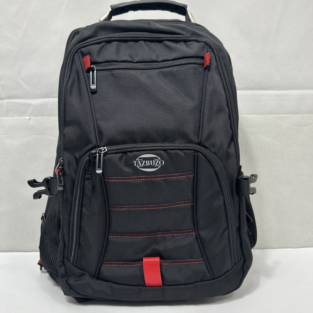 Tazbuzo 18.4x 13 Inch Black Red Travel Laptop Backpack Men's